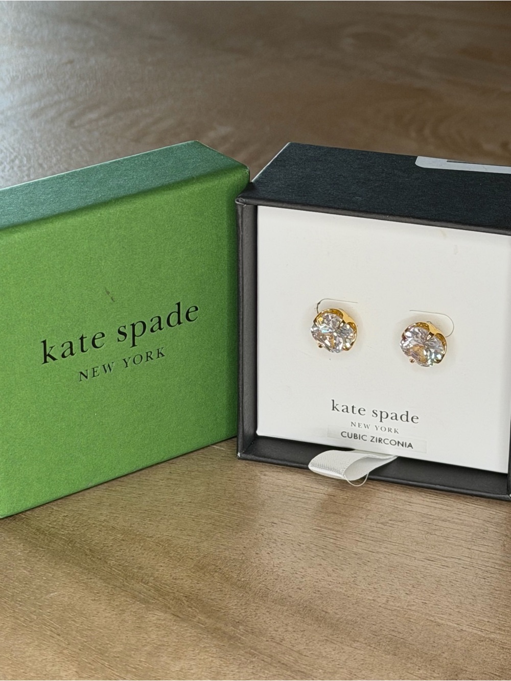 Kate Spade Gold and Clear Cubic Zirconia Stud Earrings